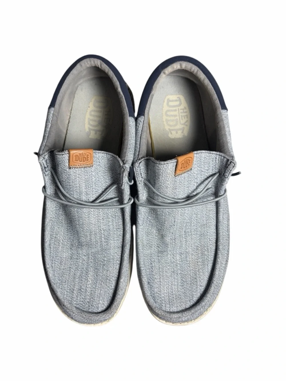 HEY DUDE Men's Wally Funk Navy Blue Jean Denim Look Slip On Sneakers 13